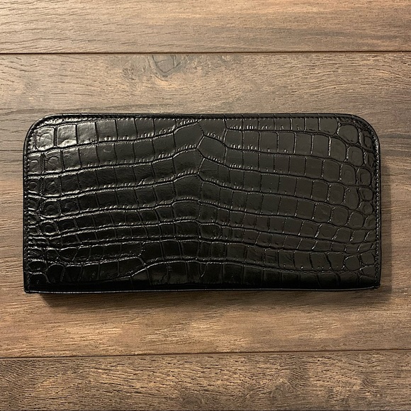 ❌SOLD❌ Saint Laurent Black Crocodile-Embossed Leather Zip-Around Long Wallet - Picture 3 of 14